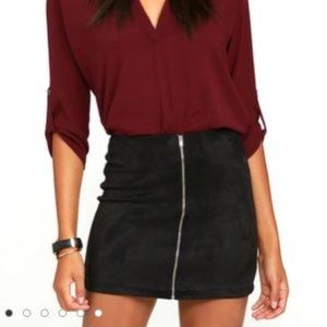 Lulu's Haute Babe Black Vegan Suede Mini Skirt